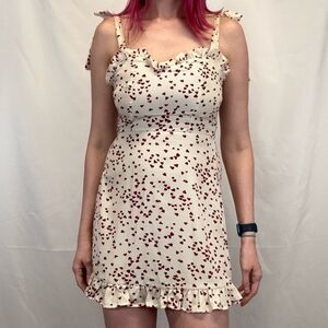 Unbranded Women's Sleeveless Sweetheart Heart Dress Cream Red S SM Small Ruffles
